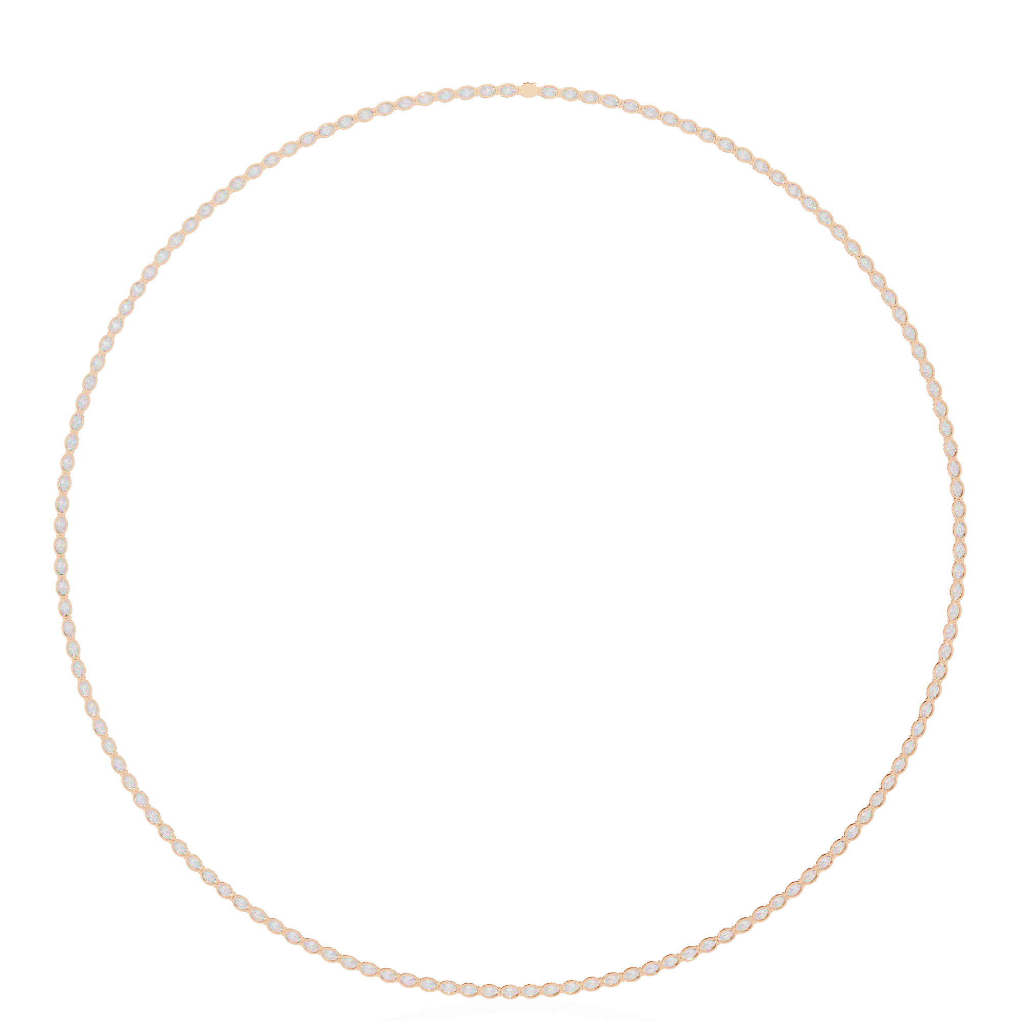 Horizontal Oval Cut Diamond Tennis Necklace, 18K Gold East-West Riviera Choker, Luxury Statement Bridal Jewelry