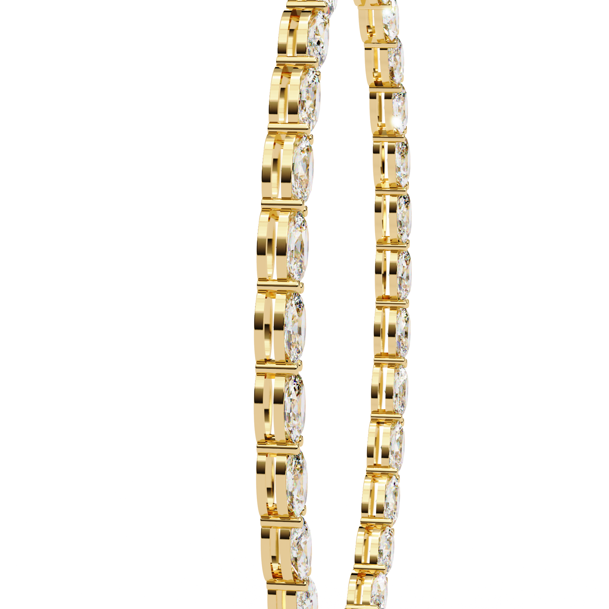 Horizontal Oval Cut Diamond Tennis Necklace, 18K Gold East-West Riviera Choker, Luxury Statement Bridal Jewelry