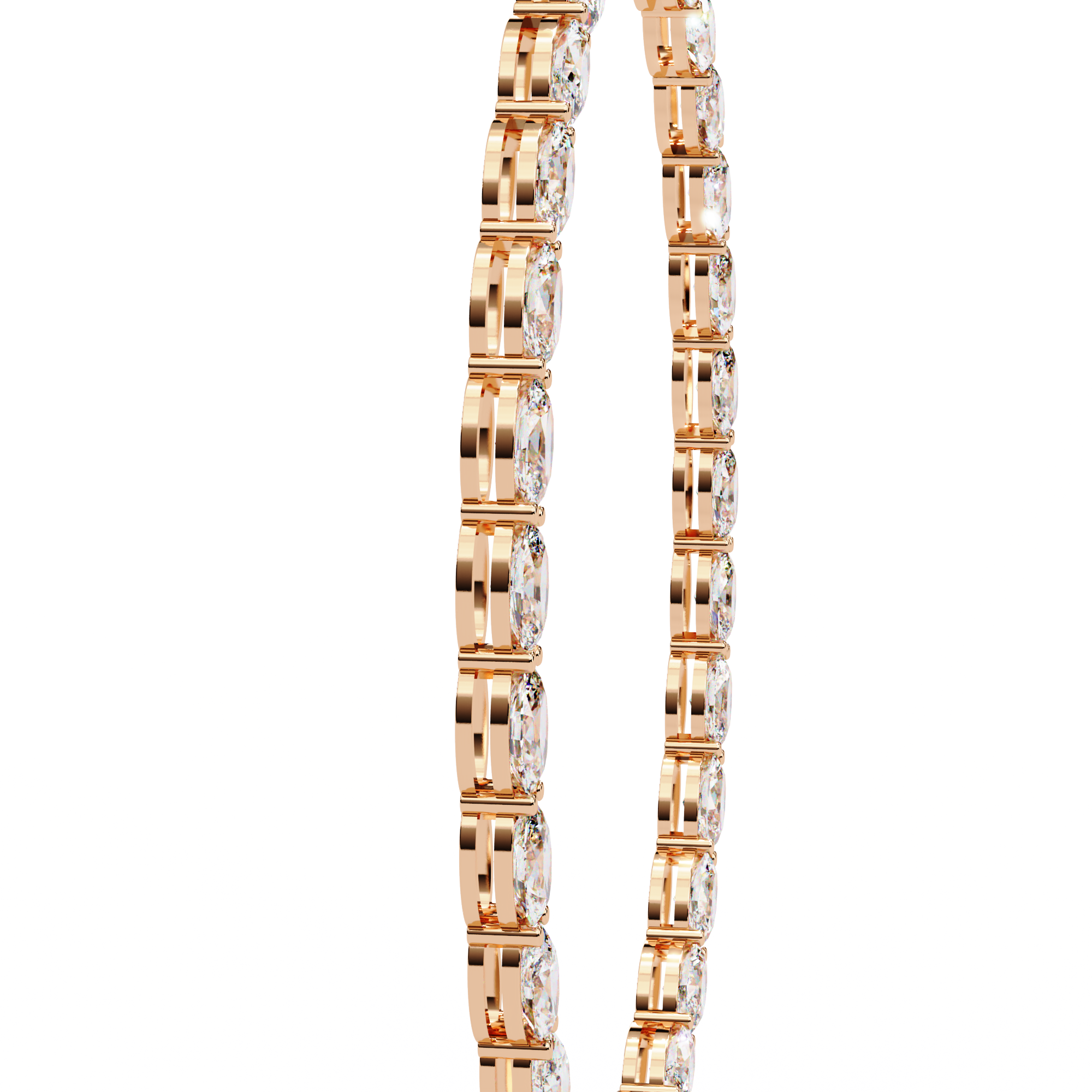 Horizontal Oval Cut Diamond Tennis Necklace, 18K Gold East-West Riviera Choker, Luxury Statement Bridal Jewelry