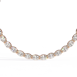 Horizontal Oval Cut Diamond Tennis Necklace, 18K Gold East-West Riviera Choker, Luxury Statement Bridal Jewelry