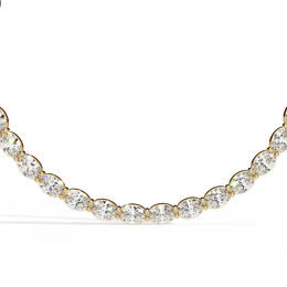 Horizontal Oval Cut Diamond Tennis Necklace, 18K Gold East-West Riviera Choker, Luxury Statement Bridal Jewelry