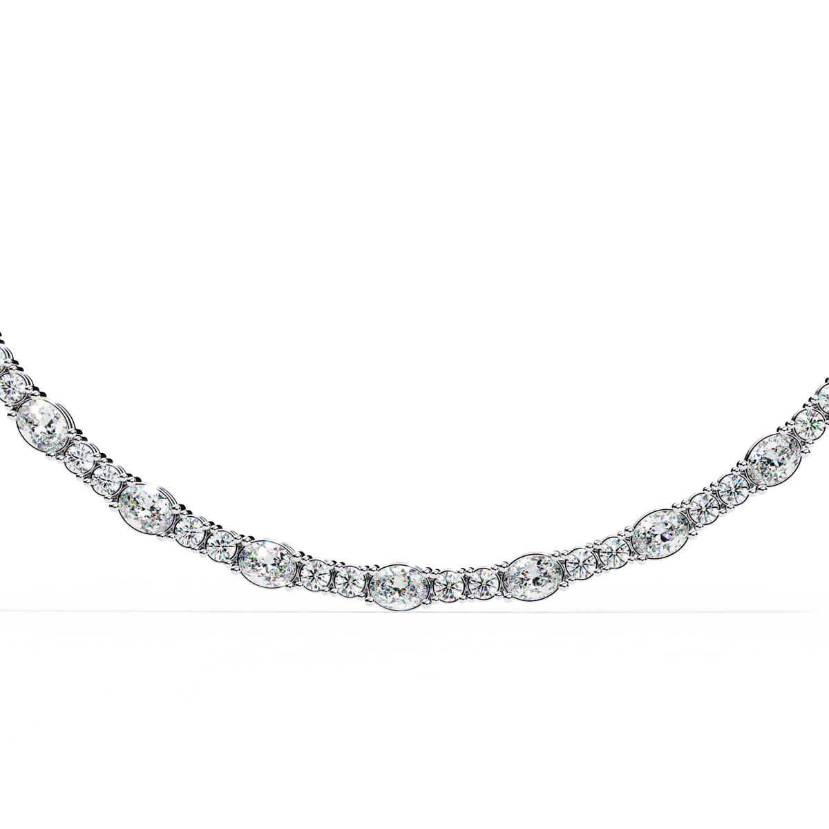 Dazzling Oval & Round Cut Diamond Statement Tennis Necklace