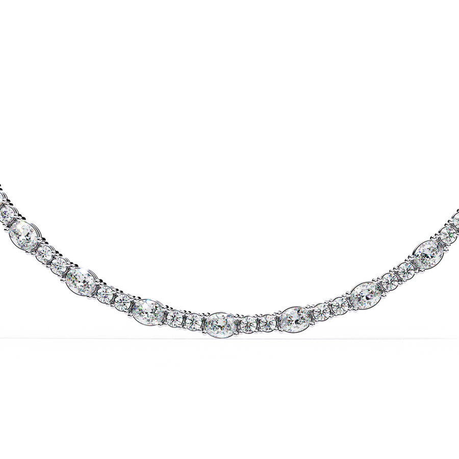 Dazzling Oval & Round Cut Diamond Statement Tennis Necklace