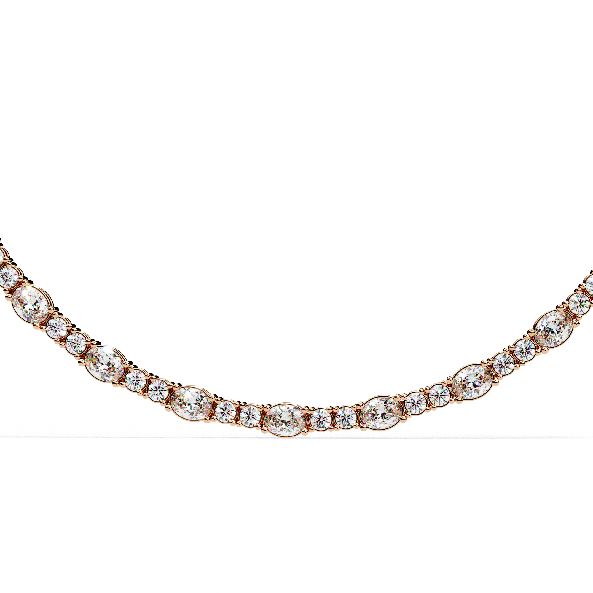 Dazzling Oval & Round Cut Diamond Statement Tennis Necklace
