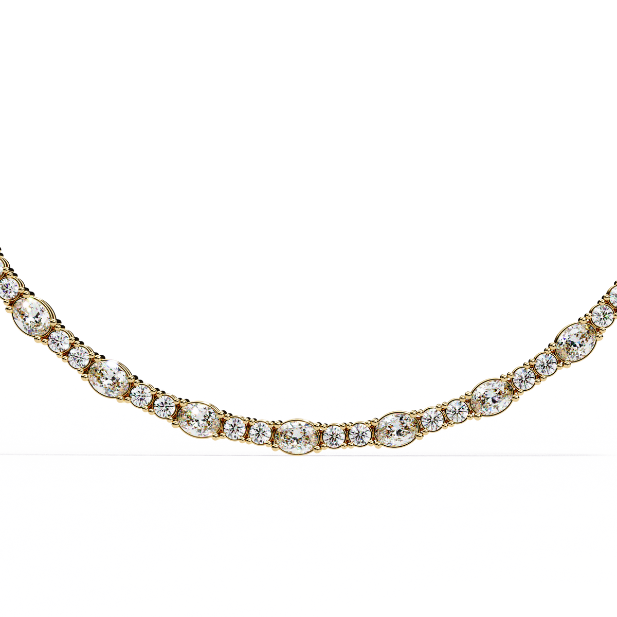Dazzling Oval & Round Cut Diamond Statement Tennis Necklace