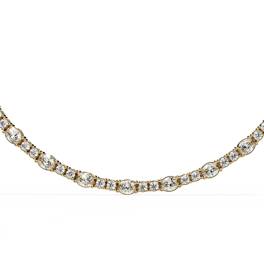 Dazzling Oval & Round Cut Diamond Statement Tennis Necklace