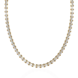 Emerald Cut Lab Grown Diamond Tennis Necklace | 18K Yellow Gold Eternity Riviera Chain