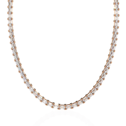 Emerald Cut Lab Grown Diamond Tennis Necklace | 18K Yellow Gold Eternity Riviera Chain
