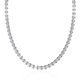 Emerald Cut Lab Grown Diamond Tennis Necklace | 18K Yellow Gold Eternity Riviera Chain