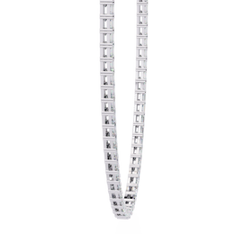 Emerald Cut Lab Grown Diamond Tennis Necklace | 18K Yellow Gold Eternity Riviera Chain