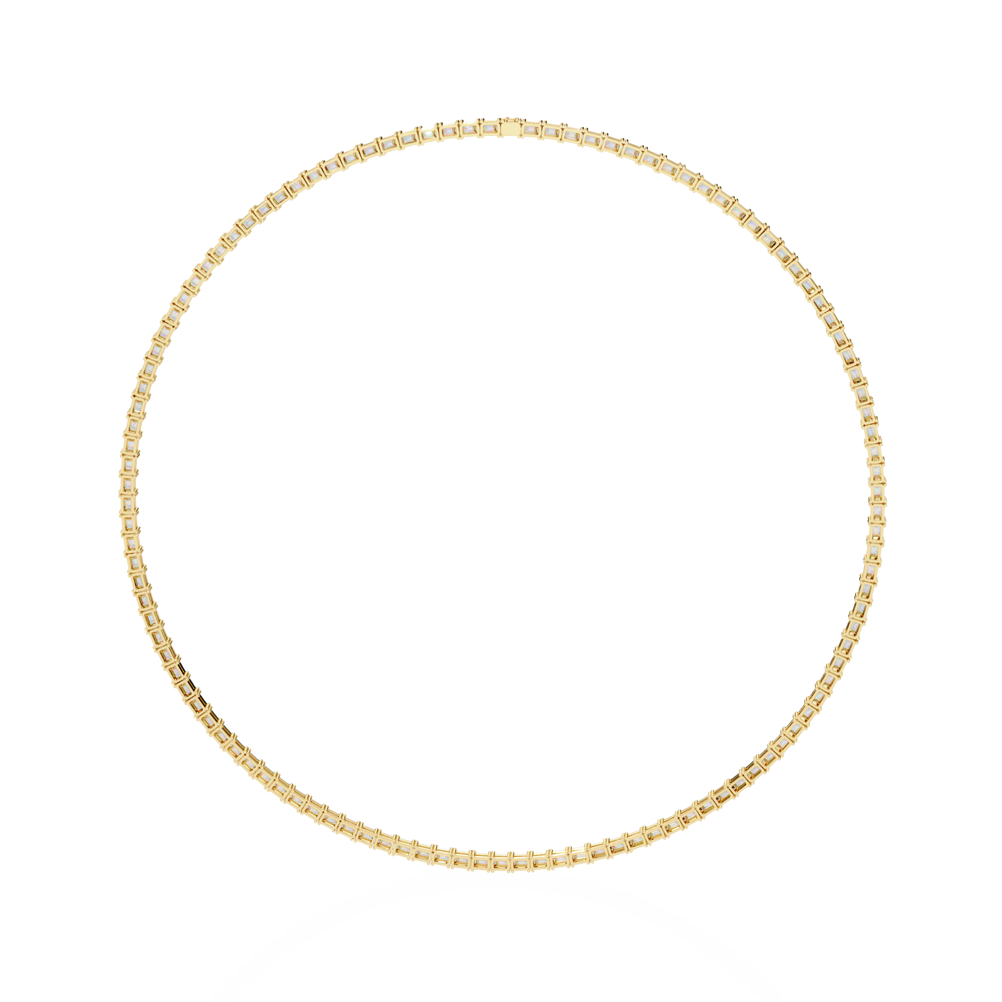Emerald Cut Lab Grown Diamond Tennis Necklace | 18K Yellow Gold Eternity Riviera Chain