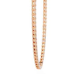 Emerald Cut Lab Grown Diamond Tennis Necklace | 18K Yellow Gold Eternity Riviera Chain