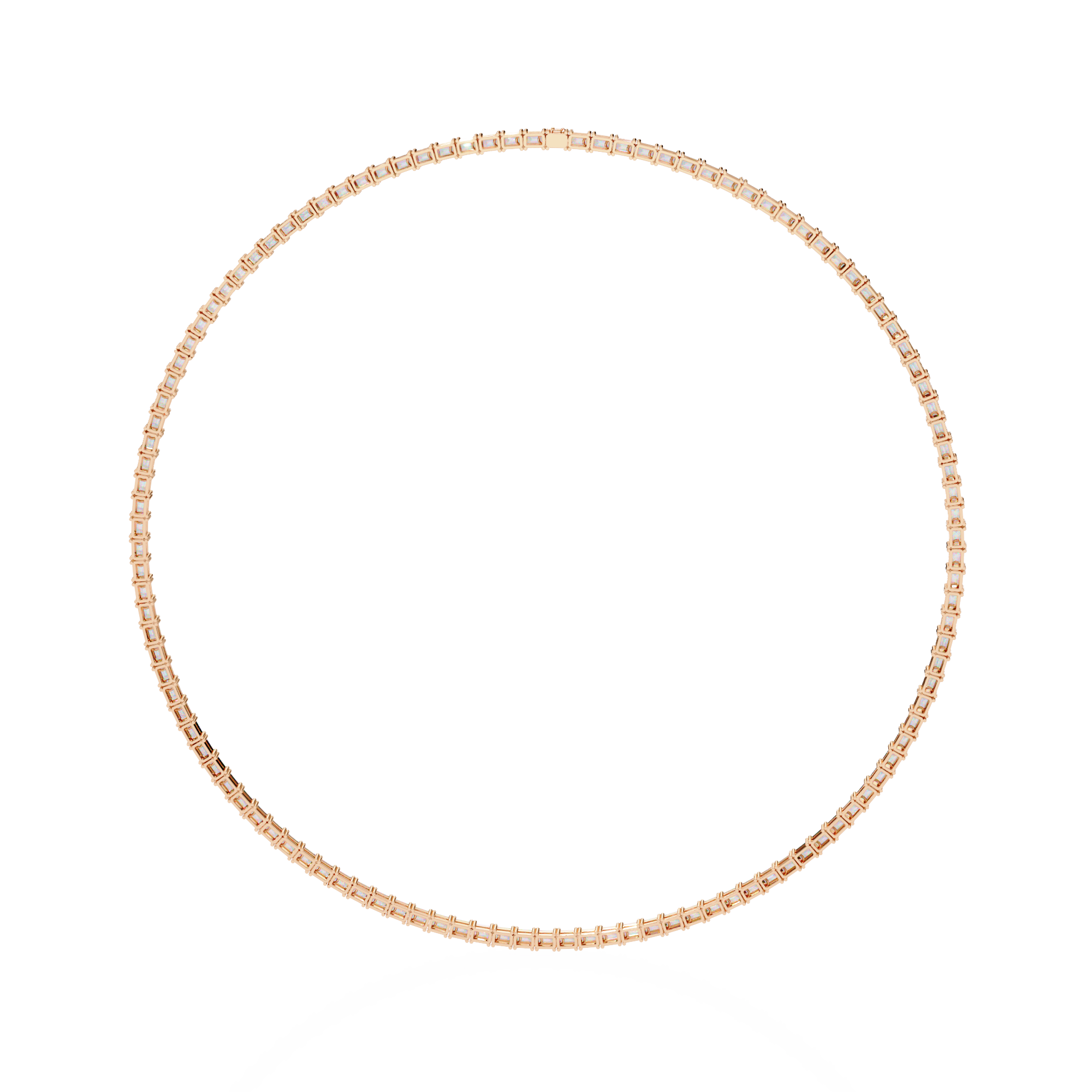 Emerald Cut Lab Grown Diamond Tennis Necklace | 18K Yellow Gold Eternity Riviera Chain