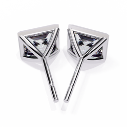 Bezel Set Princess Cut Diamond Stud Earrings in Yellow Gold