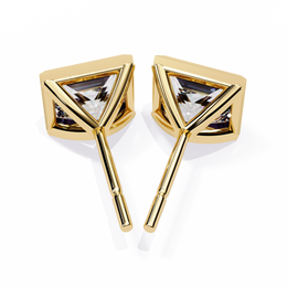 Bezel Set Princess Cut Diamond Stud Earrings in Yellow Gold