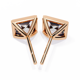 Bezel Set Princess Cut Diamond Stud Earrings in Yellow Gold
