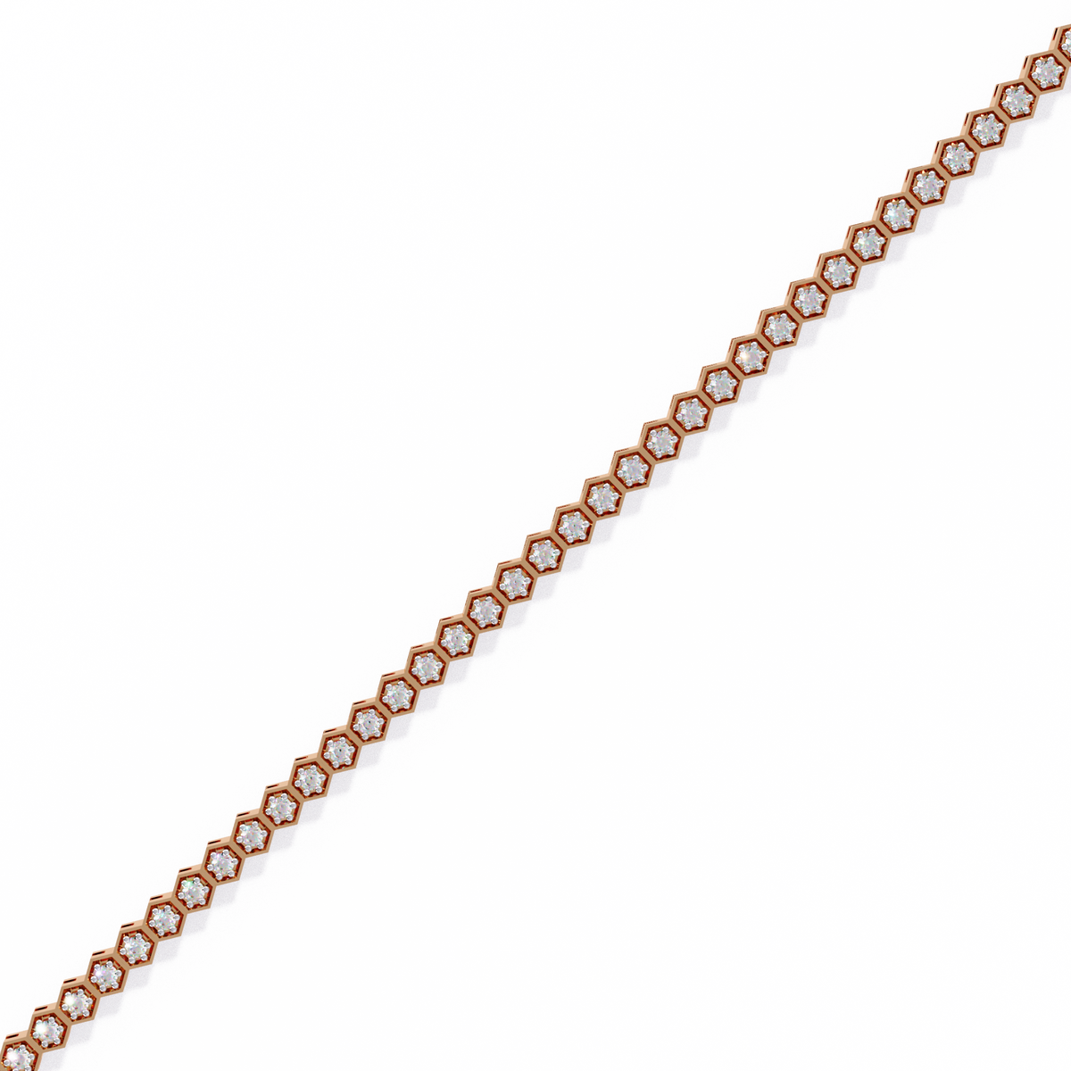 Hexagon Shaped Round Diamond Tennis Bracelet | Geometric Honeycomb Bracelet for Women