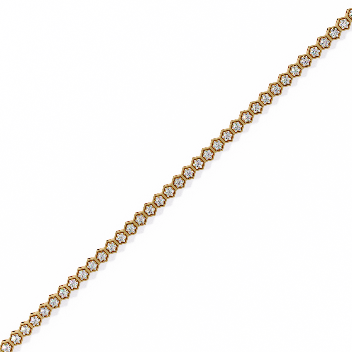 Hexagon Shaped Round Diamond Tennis Bracelet | Geometric Honeycomb Bracelet for Women