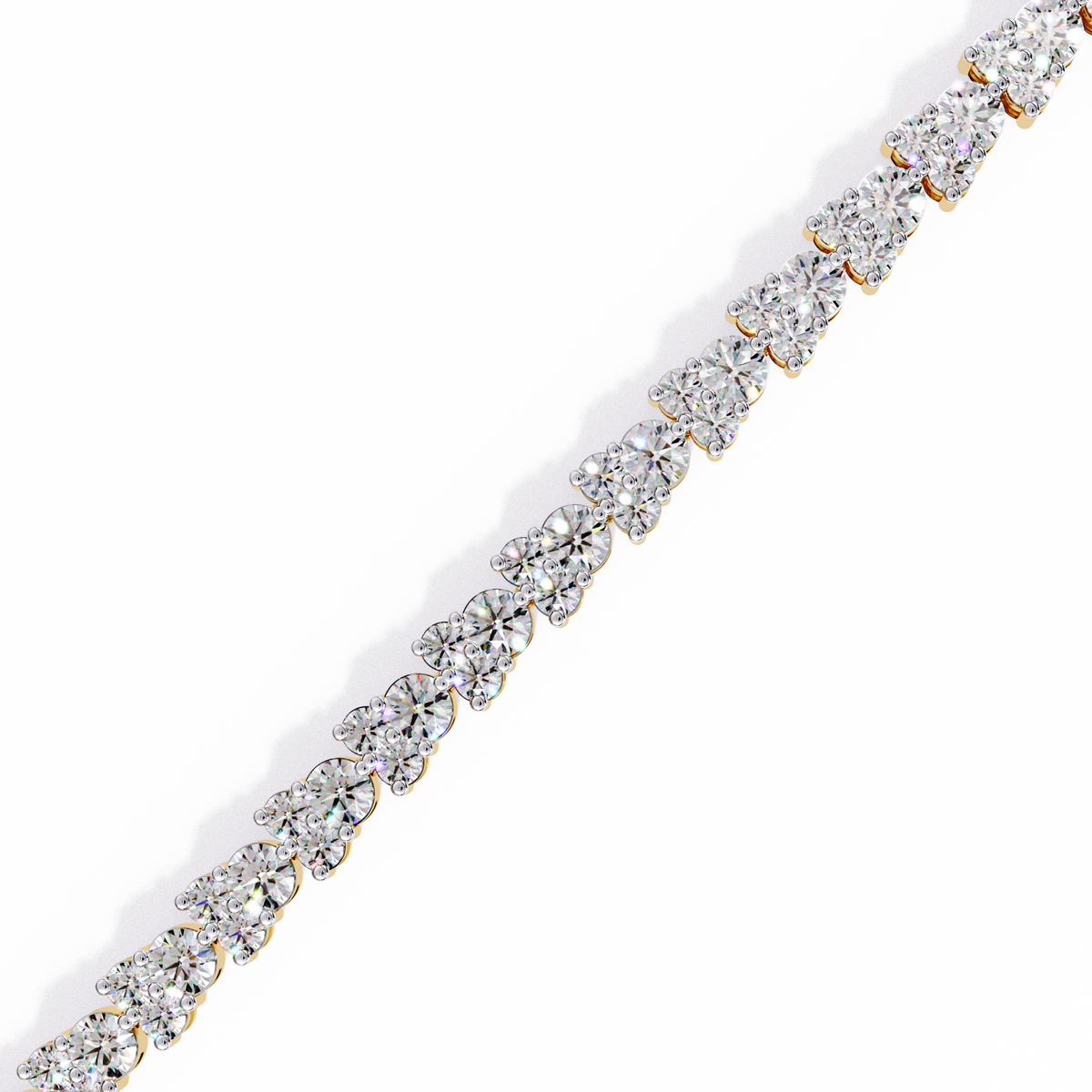 Yellow Gold Diamond Cluster Tennis Bracelet | Sparkling Multi-Stone Eternity Bracelet for Women