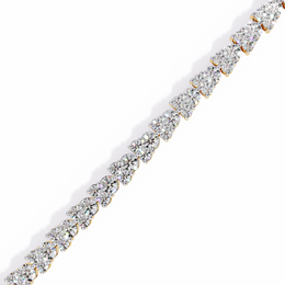 Yellow Gold Diamond Cluster Tennis Bracelet | Sparkling Multi-Stone Eternity Bracelet for Women