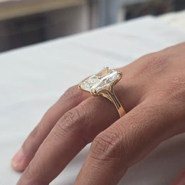 11.50 Ct Radiant Lab Grown Diamond 8 claw Prongs 14 Kt Yellow Gold Ring