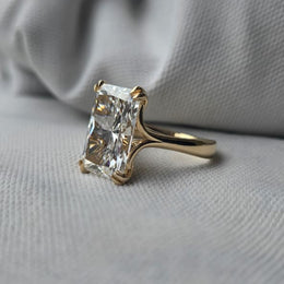 11.50 Ct Radiant Lab Grown Diamond 8 claw Prongs 14 Kt Yellow Gold Ring