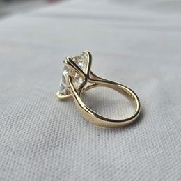 11.50 Ct Radiant Lab Grown Diamond 8 claw Prongs 14 Kt Yellow Gold Ring