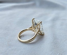 15CT Radiant Cut Lab Grown Diamond 4 claw Prong 10kt Gold Ring