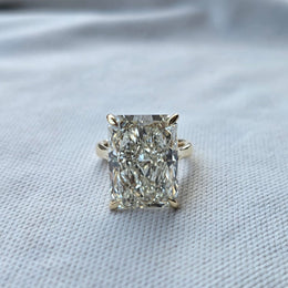 15CT Radiant Cut Lab Grown Diamond 4 claw Prong 10kt Gold Ring