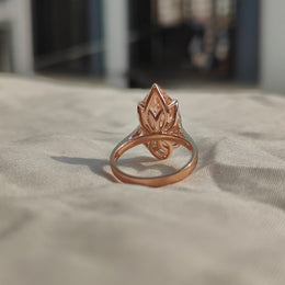 7.00ct Fancy vivid Pink Lab grown Diamond Six Prong Flower Crown Cathedral Set 10kt Rose Gold Ring