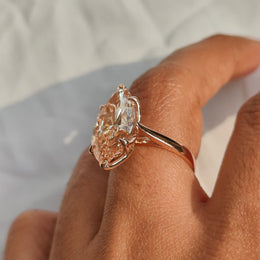7.00ct Fancy vivid Pink Lab grown Diamond Six Prong Flower Crown Cathedral Set 10kt Rose Gold Ring