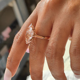 7.00ct Fancy vivid Pink Lab grown Diamond Six Prong Flower Crown Cathedral Set 10kt Rose Gold Ring