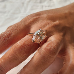 7.00ct Fancy vivid Pink Lab grown Diamond Six Prong Flower Crown Cathedral Set 10kt Rose Gold Ring