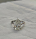 6.00ct Pear Cut Lab Grown Diamond Cathedral Multicolor stone Setting White Gold Ring
