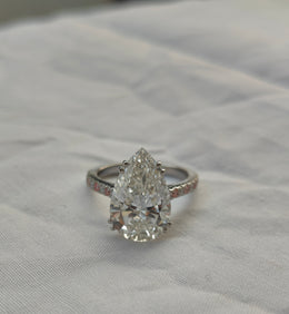 6.00ct Pear Cut Lab Grown Diamond Cathedral Multicolor stone Setting White Gold Ring - image 1
