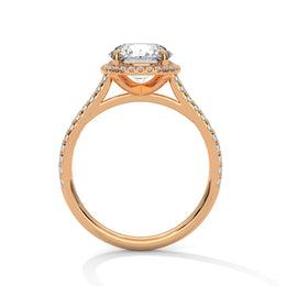 2.00CT Round Halo Cathedral Shank Ring - image 4