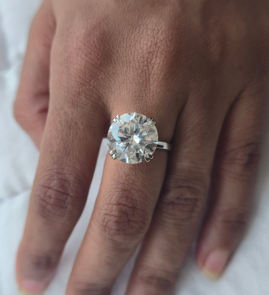 8.00ct Brilliant Round Lab Grown Stone 8 Prongs Crown With Hidden Halo 10kt White Gold Ring - image 7