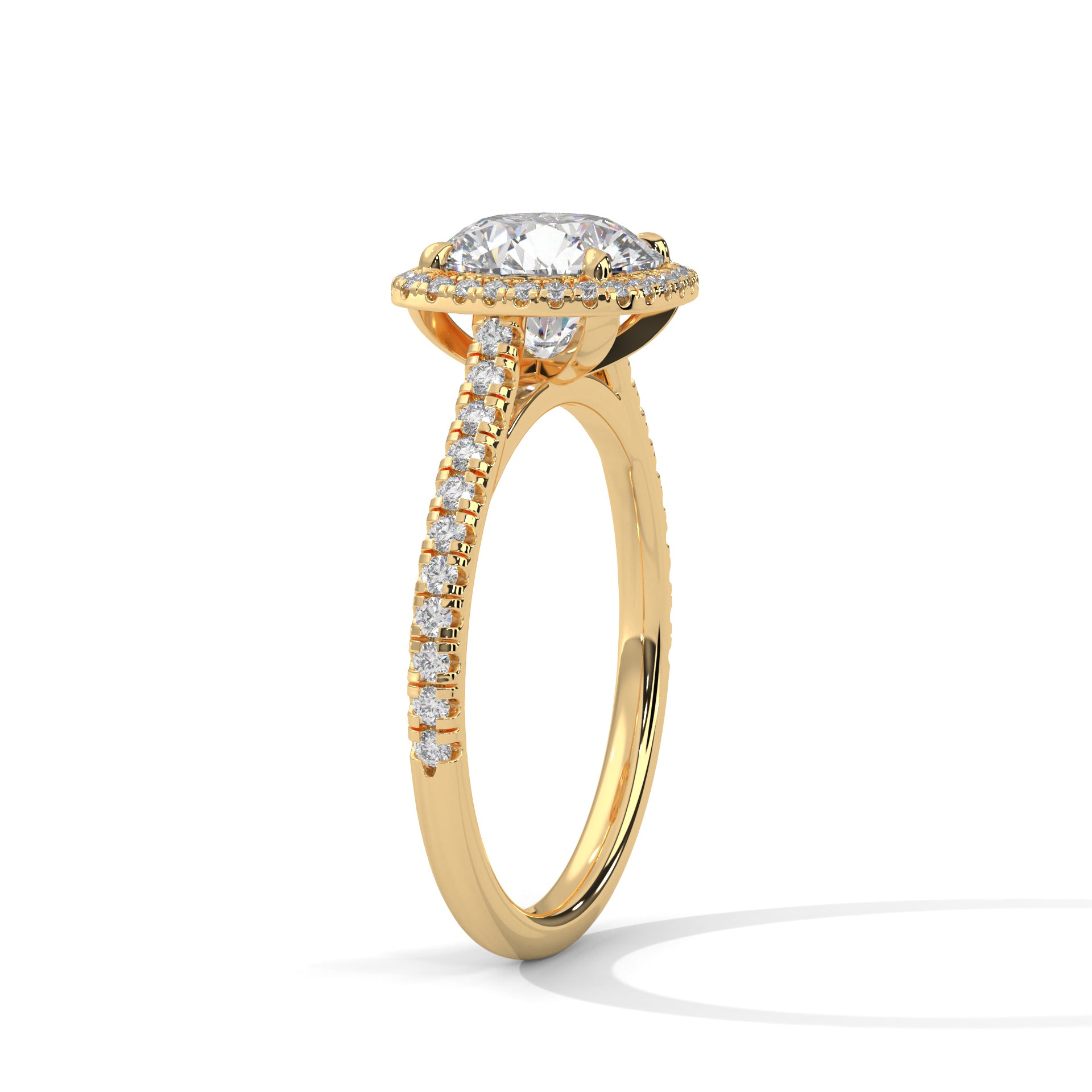 2.00CT Round Halo Cathedral Shank Ring - image 7