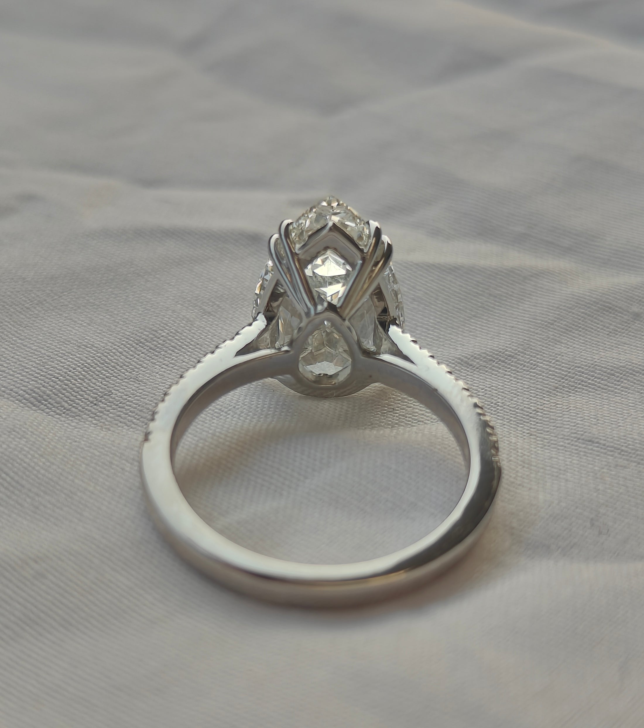6.00ct Pear Cut Lab Grown Diamond Cathedral Multicolor stone Setting White Gold Ring - image 3