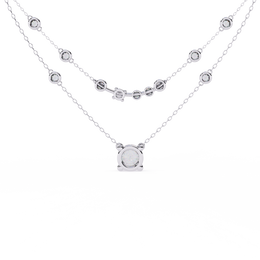 Double Layer Diamond Necklace with Lab Grown Round Solitaire Necklace - image 9