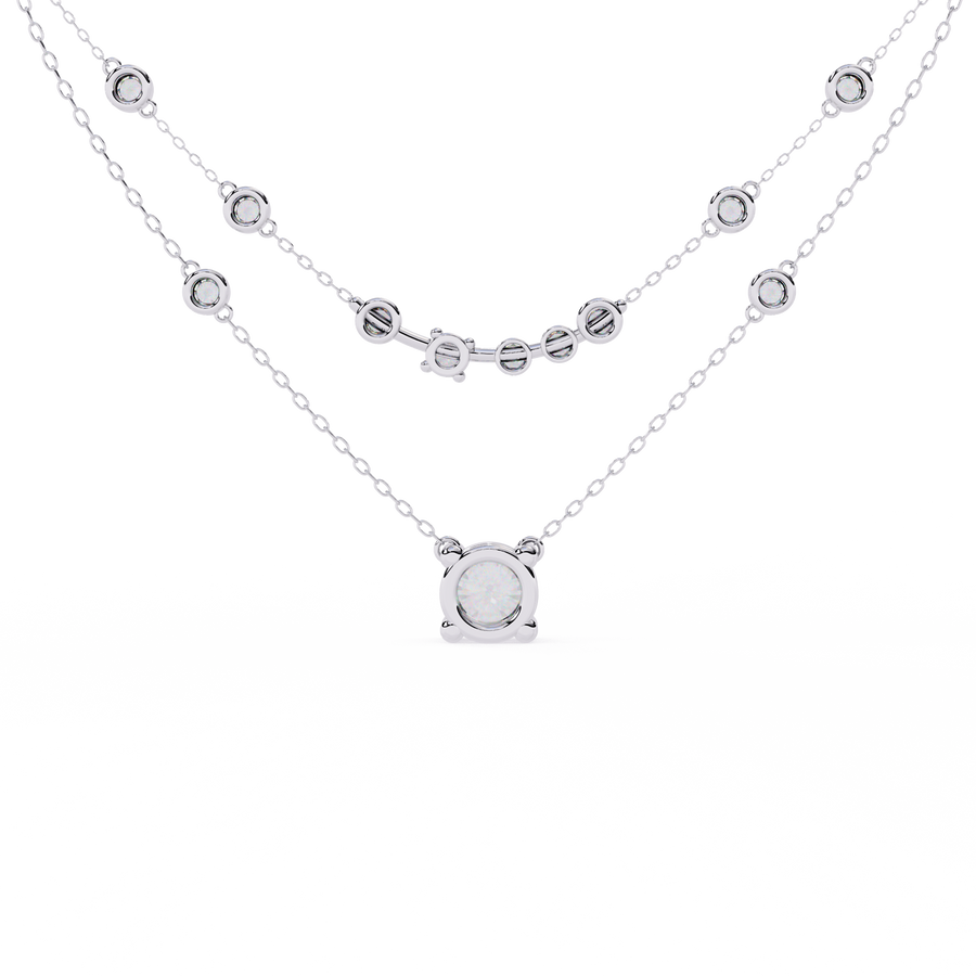 Double Layer Diamond Necklace with Lab Grown Round Solitaire Necklace - image 9