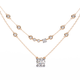 Double Layer Diamond Necklace with Lab Grown Round Solitaire Necklace - image 1