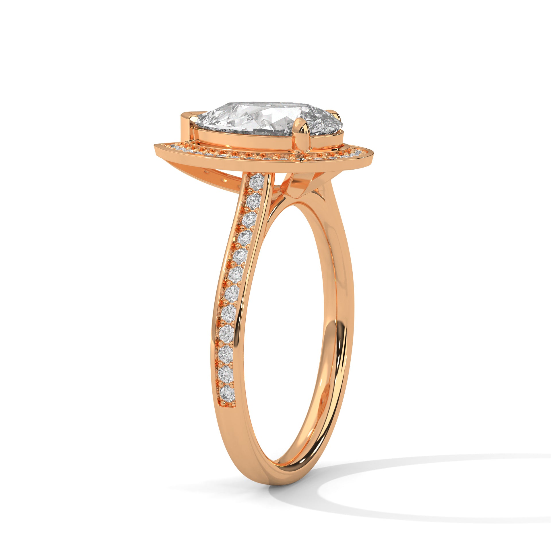2.00CT Brilliant Pear Halo Pave Shank Ring - image 6