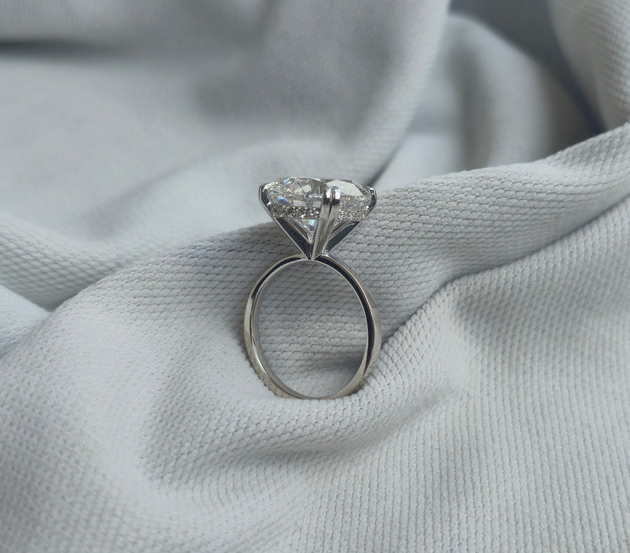 8.00ct Brilliant Round Lab Grown Stone 8 Prongs Crown With Hidden Halo 10kt White Gold Ring - image 2