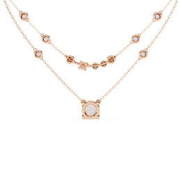 Double Layer Diamond Necklace with Lab Grown Round Solitaire Necklace - image 10