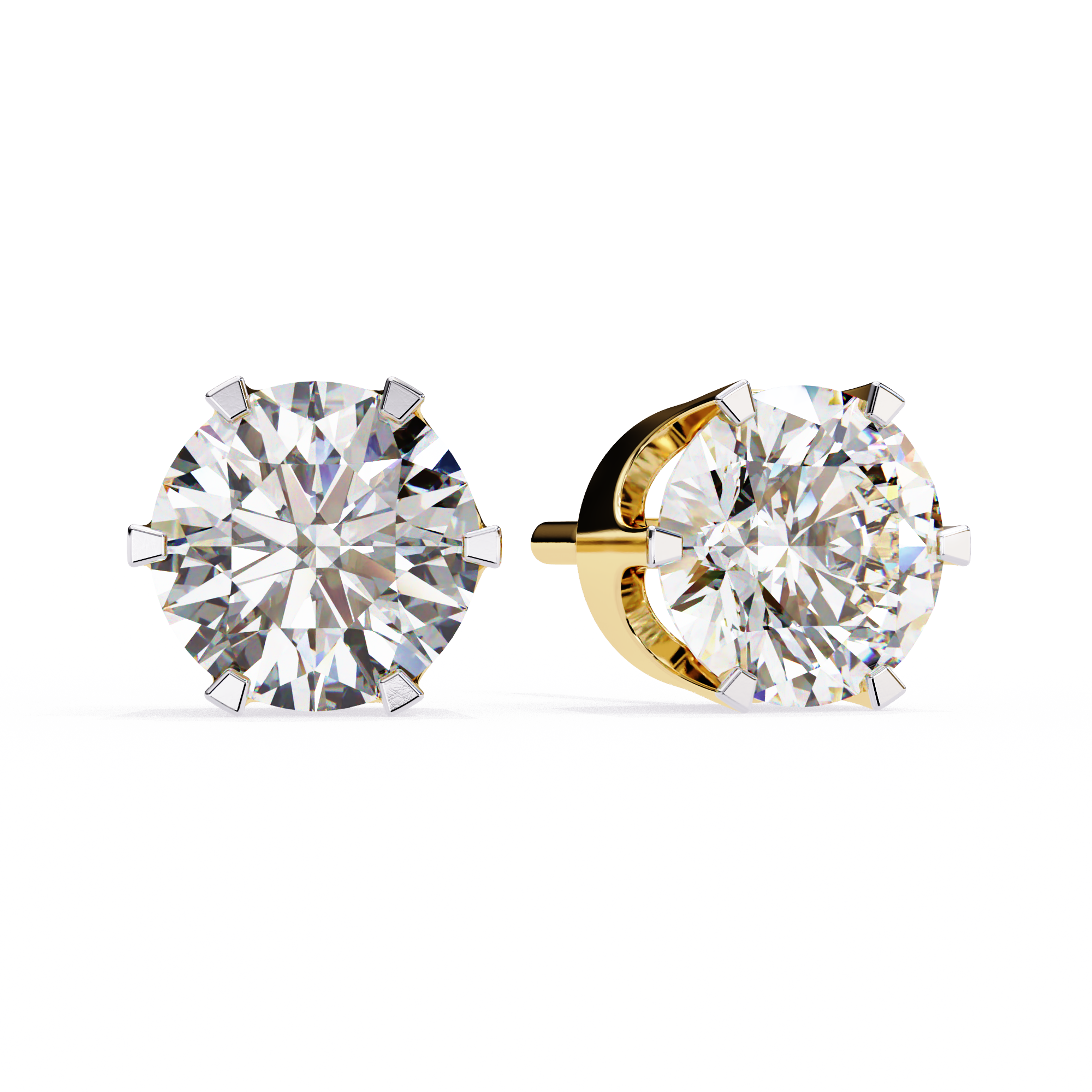 2.00CT Round Diamond Six Prongs Stud Earring - image 1