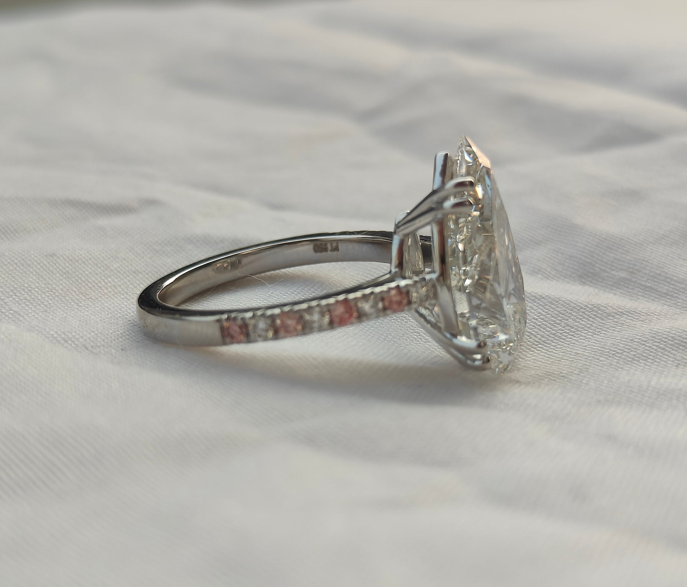 6.00ct Pear Cut Lab Grown Diamond Cathedral Multicolor stone Setting White Gold Ring - image 2