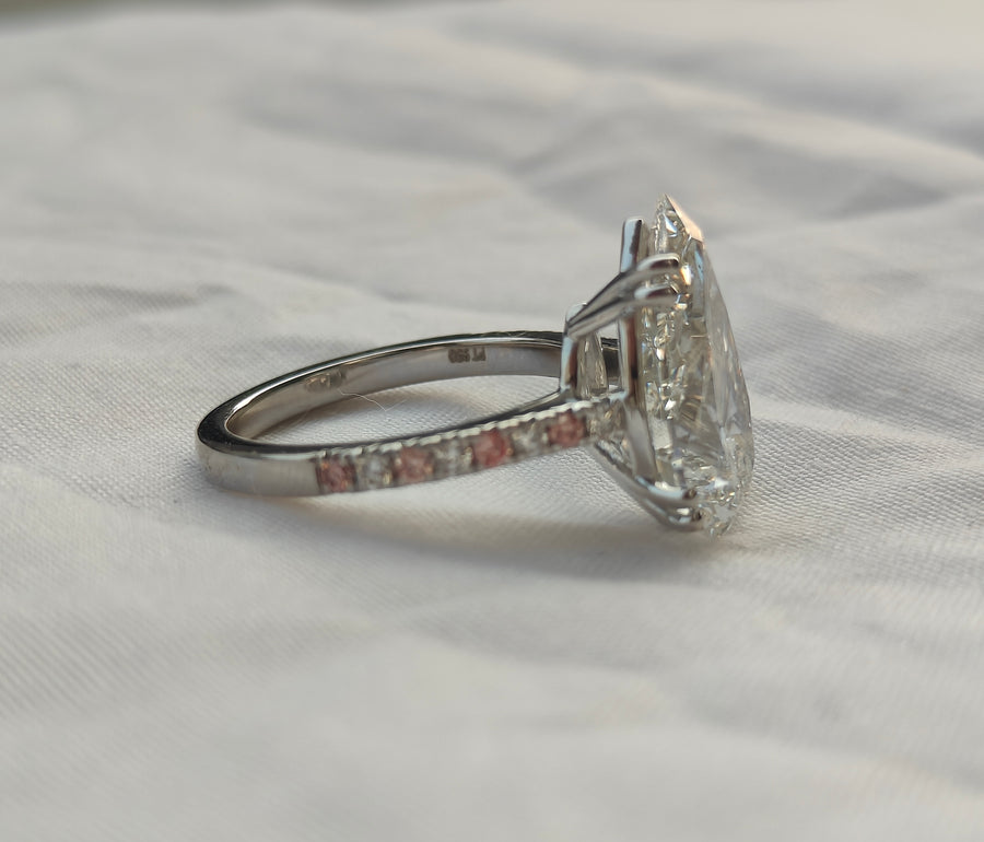 6.00ct Pear Cut Lab Grown Diamond Cathedral Multicolor stone Setting White Gold Ring - image 2