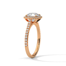 2.00CT Round Halo Cathedral Shank Ring - image 9