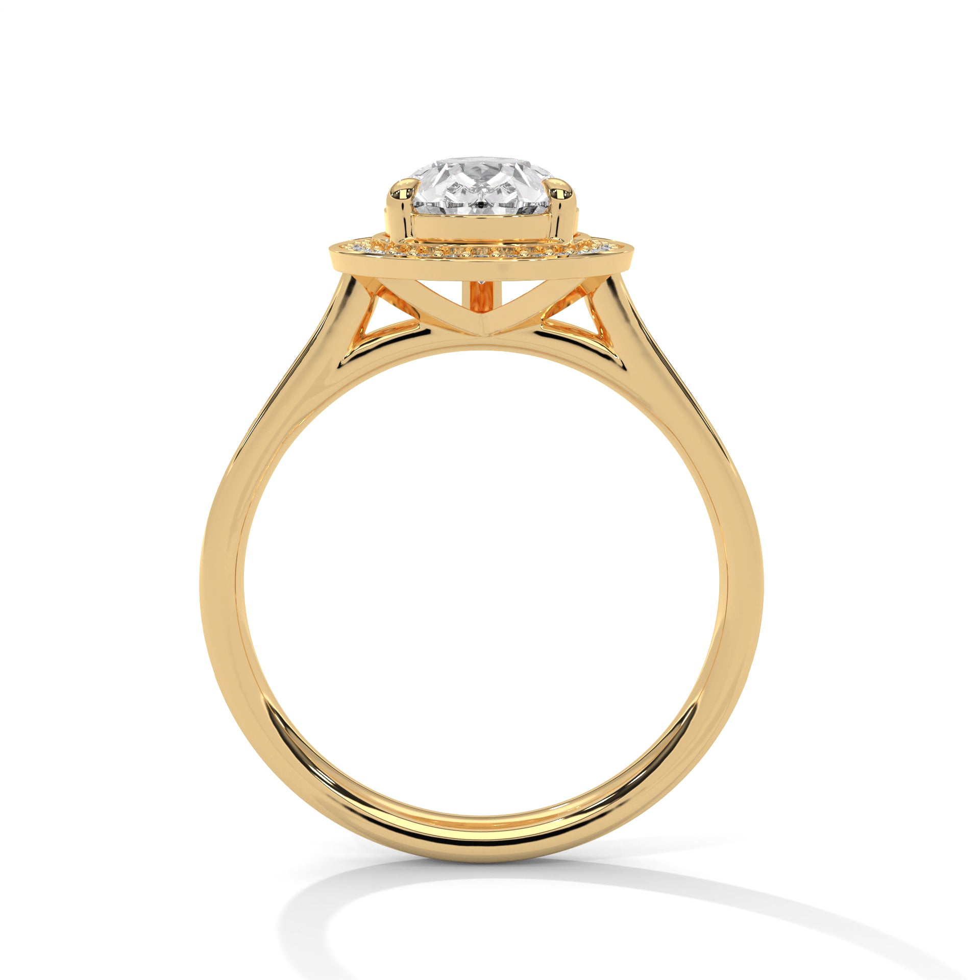 2.00CT Brilliant Pear Halo Pave Shank Ring - image 8